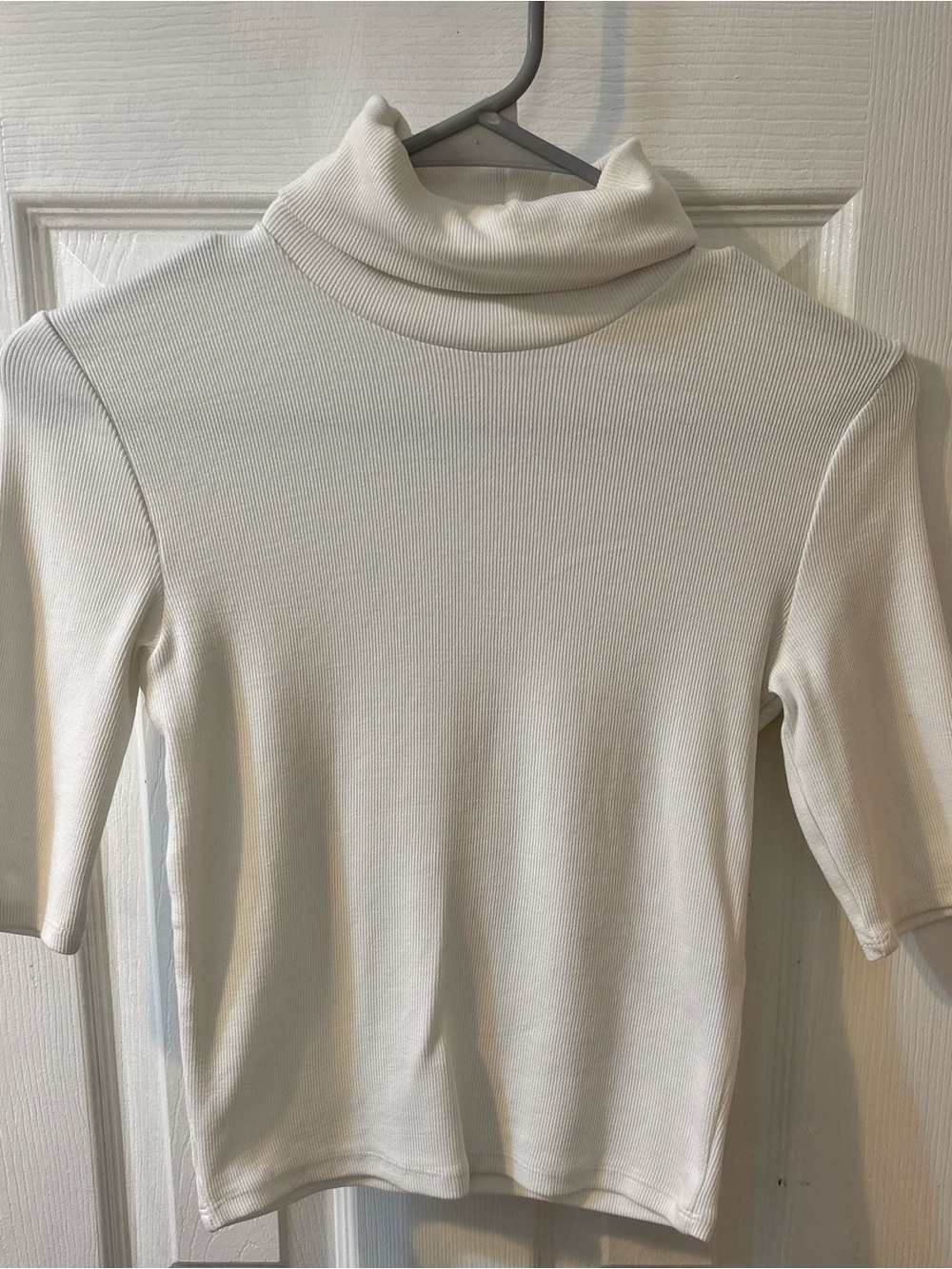 Zara Off-White Ribbed Turtleneck Crop Top
